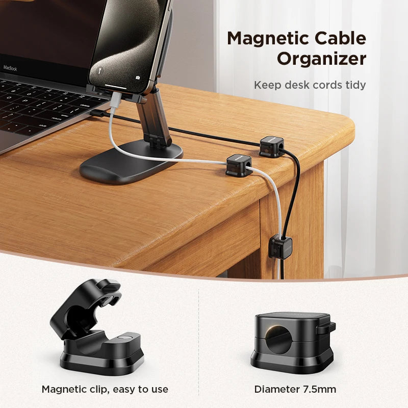 Clips Magnéticos para Cables JOYROOM | Pack de 6 Organizadores de Cables con Adhesivo para Oficina y Auto