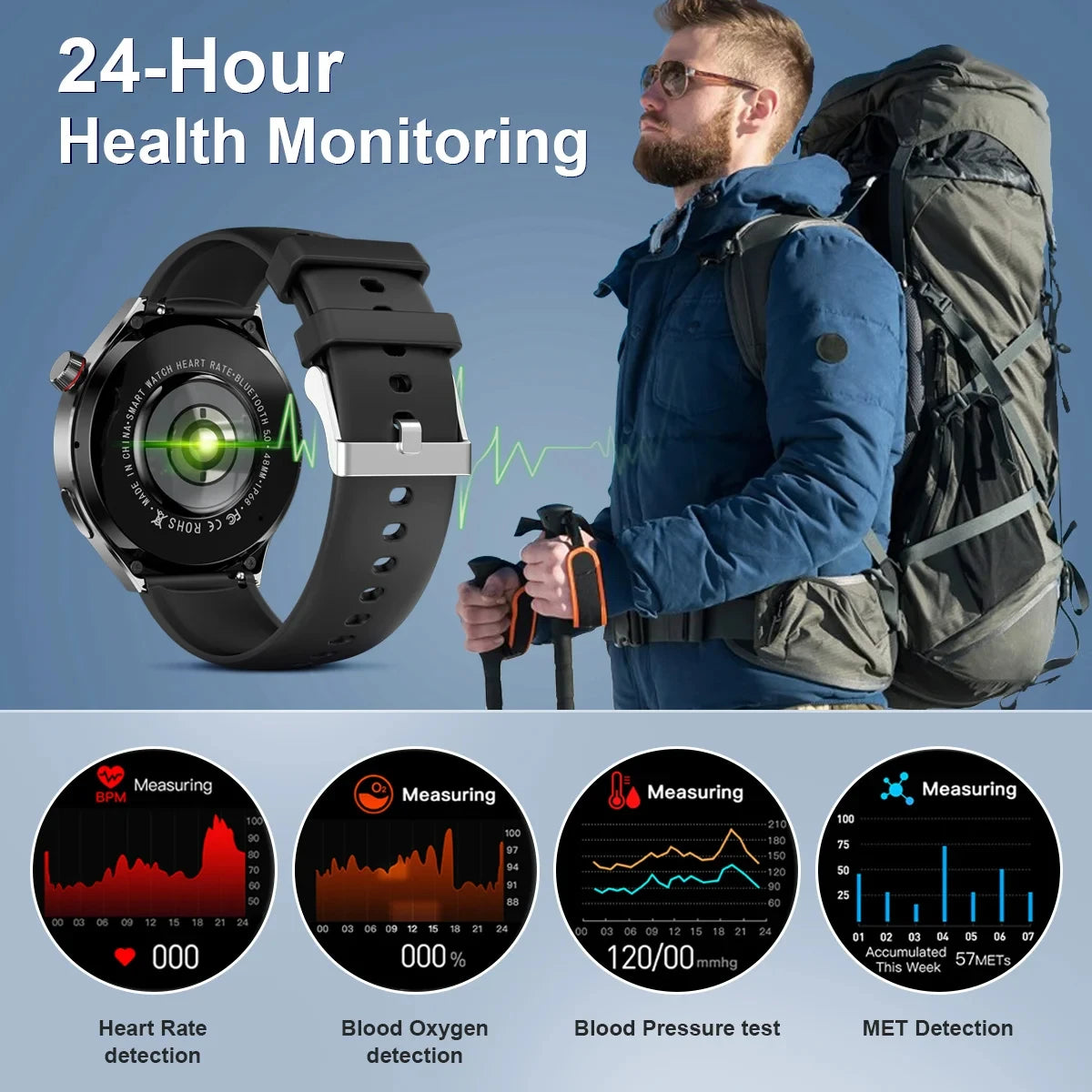 Smartwatch GPS para Hombre Huawei Watch 4 Pro - Pantalla HD 360*360, Llamadas Bluetooth, Monitor de Frecuencia Cardíaca, IP68, Medición de Azúcar en Sangre