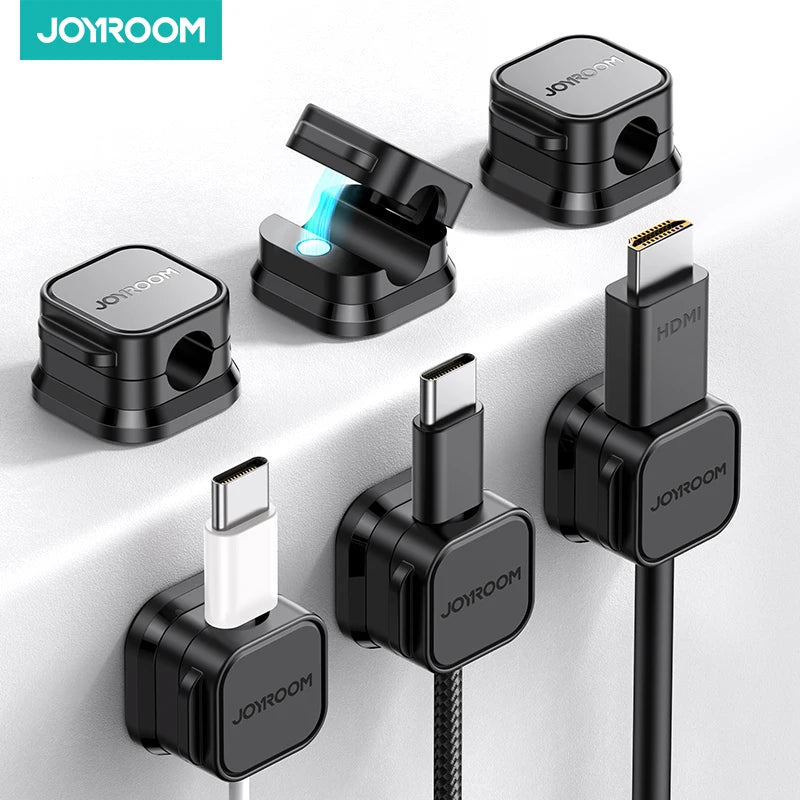 Clips Magnéticos para Cables JOYROOM | Pack de 6 Organizadores de Cables con Adhesivo para Oficina y Auto