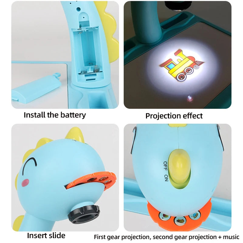 Tablero de Dibujo con Proyector para Niños - Juguete Educativo Creativo | Incluye 24 Proyecciones y Accesorio