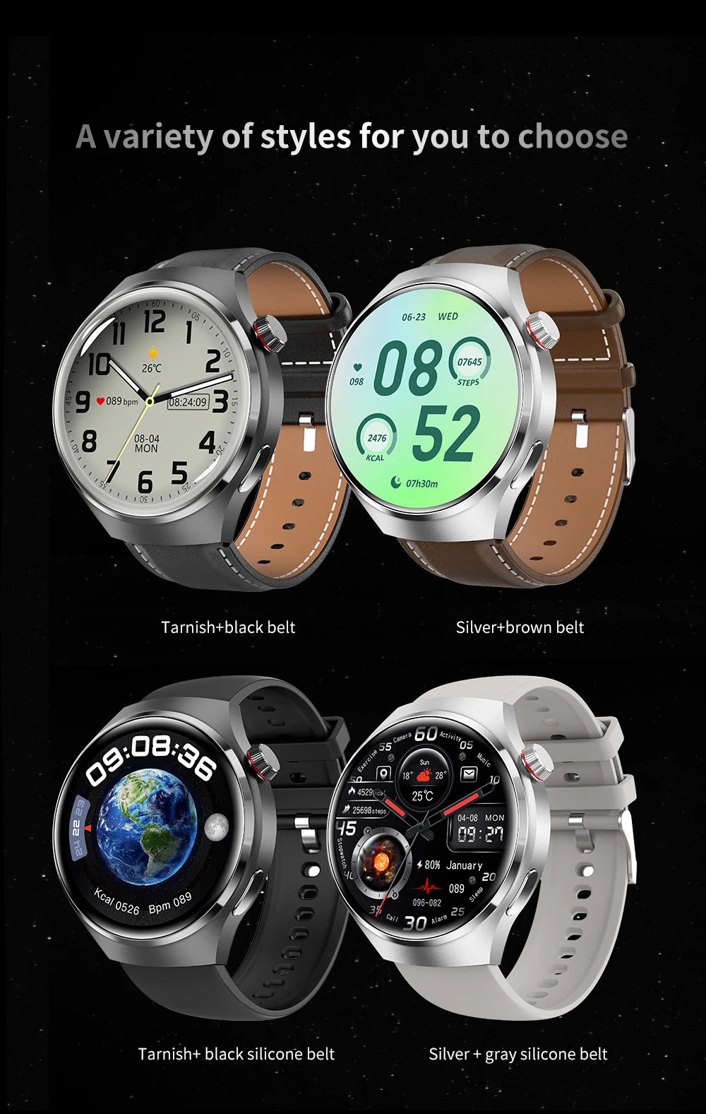 Smartwatch GPS para Hombre Huawei Watch 4 Pro - Pantalla HD 360*360, Llamadas Bluetooth, Monitor de Frecuencia Cardíaca, IP68, Medición de Azúcar en Sangre