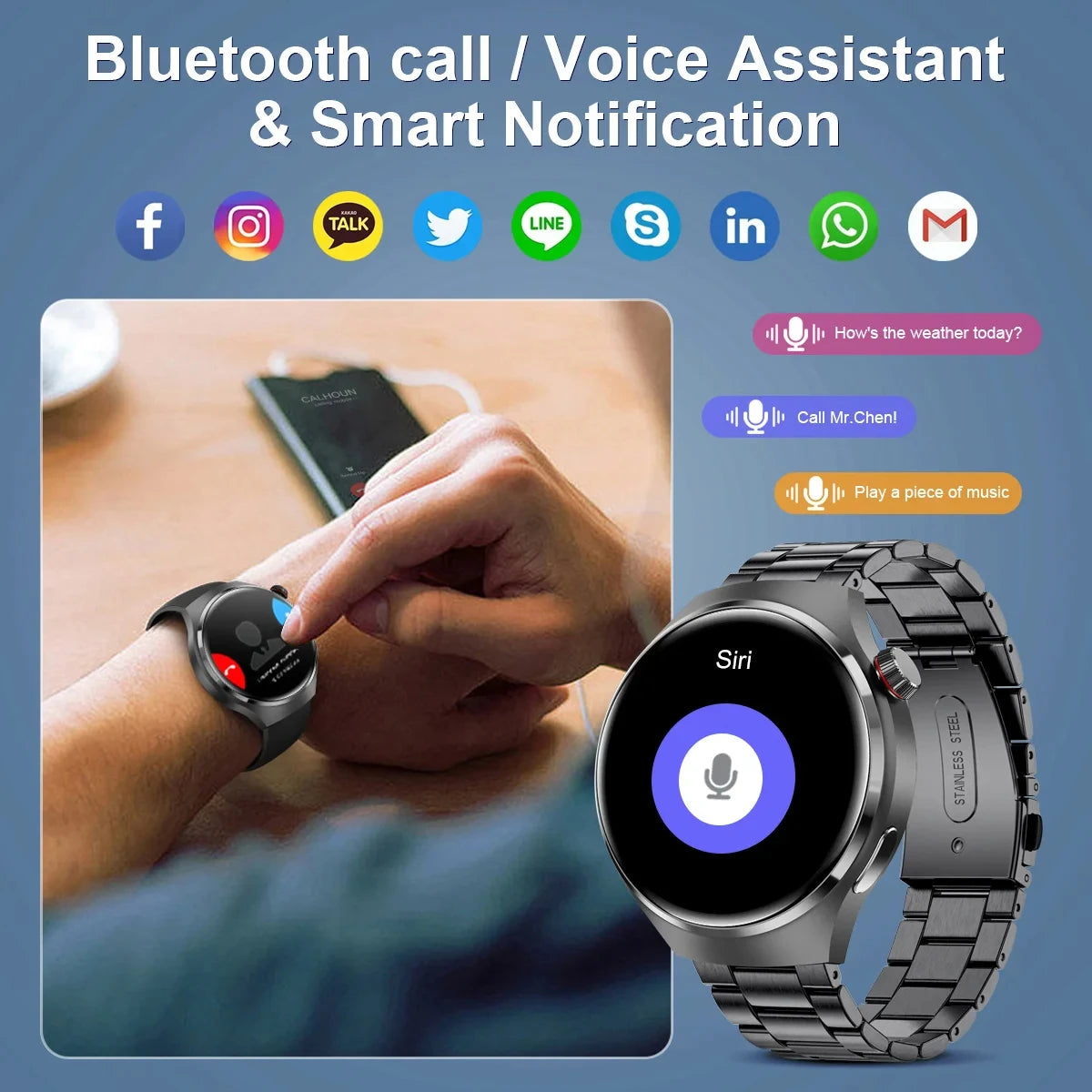 Smartwatch GPS para Hombre Huawei Watch 4 Pro - Pantalla HD 360*360, Llamadas Bluetooth, Monitor de Frecuencia Cardíaca, IP68, Medición de Azúcar en Sangre